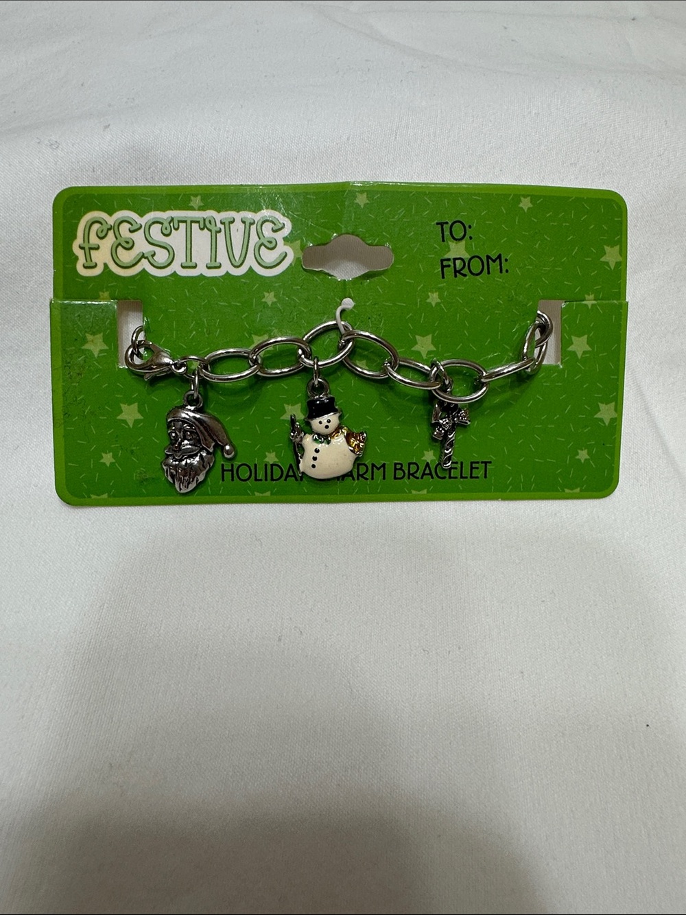 Holiday Charm Bracelet - Silver with Snowman and Santa Charms